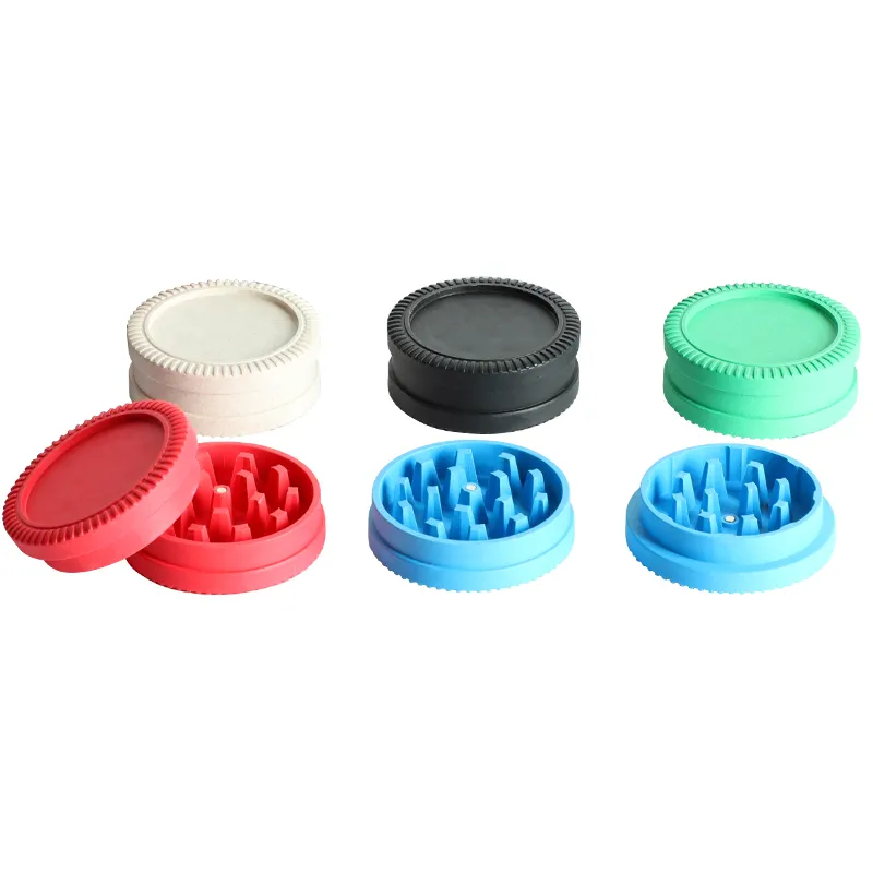 Uketa Hoge Kwaliteit Custom Logo 54Mm Biologisch Afbreekbare Grinders 2 Lagen Plastic Milieuvriendelijke Biologisch Afbreekbare Tabakskruidenmolen