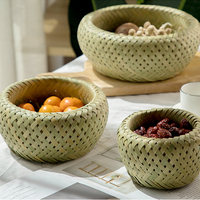 Panier en bambou écologique, non toxique, construction durable, design simple, adapté aux aliments, pour le rangement à domicile, les pique-niques, la cuisine