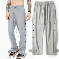 Celana kargo Gym Unisex, celana kargo kualitas tinggi, celana joging Gym, celana olahraga kancing atletik longgar, celana kargo Unisex