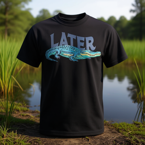 Camiseta Later Gator negra con diseño vintage y frase sarcástica - Product Image 3