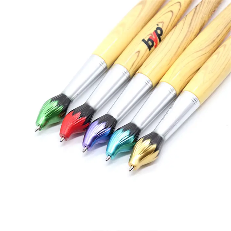 Bambus bürste Form Kugelschreiber Neuheit Einziehbare Pinsel Stifte für Kunstmuseum und Schul briefpapier mit benutzer definiertem Logo