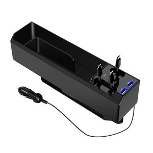 Organizador de relleno de huecos de asiento de coche, con 2 puertos USB y 3 cables de carga de tipo C, 8 pines, caja de almacenamiento Micro multifuncional - Product Image 1