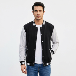 Customizable Stand Collar Chenille Cotton Varsity <b>Jackets</b> for <b>Men</b> Winter Bulk Streetwear in Black <b>White</b> with Front Logo Position - Product Image 1