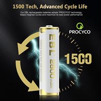 Pilas Recargables EBL AA de Ni-MH de 2800 mAh, Paquete de 8, Nueva Serie para Linternas y Juguetes