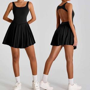 Vestido deportivo sin espalda Mujer Falda DE TENIS plisada Traje de yoga Anti-exposición Gimnasio Fitness Activewear - Product Image 3