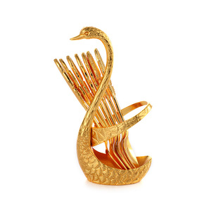Cuillères en métal rétro de luxe léger style européen et américain, motif plume de cygne, pour usage domestique, desserts, café, fruits, <span class=keywords><strong>restaurant</strong></span> haut de gamme créatif - Product Image 5