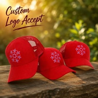 Gorra Trucker de Gamuza Roja con Logotipo Personalizado OEM ODM, Bordado Mandala, Visera Curva, Malla, Cierre a Presión, Venta al por Mayor de Fábrica, MOQ Bajo, DDP