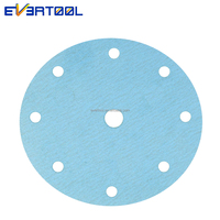 EVERTOOL Papier abrasif auto-agrippant, outil de ponçage pour quincaillerie, disque de ponçage bleu à 15 trous pour l'élimination légère de matériaux