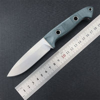 Buschcrafter 162 G10 Poignée Couteau à lame fixe Camping Full Tang Couteau de chasse avec gaine en peau de vache