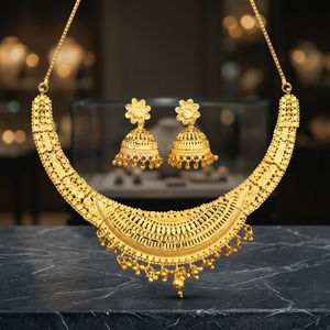 Wholesale 14K 18K 24K Micron Gold Filled Fashion Necklaces, Traditional Design Jewelry Set, Micron Forming Short Necklaces Set. - Product Image 3