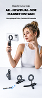 Nouveau support de téléphone portable pliable et rotatif double face à aimant puissant, réglable, pour la gym, le golf, la voiture et le bureau