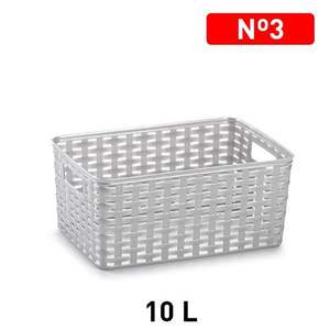 Panier en rotin CESTA N3 argenté 10L, rangement rectangulaire en plastique 33x22CM, style simple - Product Image 2