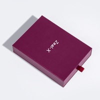 Boîte cadeau coulissante de luxe personnalisée de couleur violette avec insert en mousse EVA et logo estampé à chaud argenté pour l'emballage de rouge à lèvres