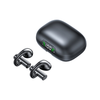Écouteurs intra-auriculaires noirs avec chipset JL, réduction intelligente du bruit, longue portée, étanchéité IPX6, affichage numérique et conception à clip d'oreille