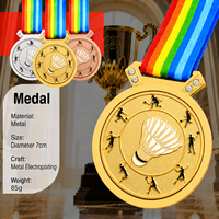 Médailles personnalisées en alliage de zinc moulé avec impression typographique pour les compétitions sportives de badminton, de marathon 5K/10K et de courses de fin de course