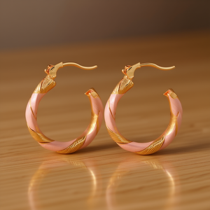 Orecchini a Cerchio Placcati in Oro Rosa per Donne, Design Classico Intrecciato in Lega di Zinco, Gioielli alla Moda in Stile Multicolore - Product Image 2