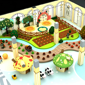 Salle de jeux éducative à thème <span class=keywords><strong>ferme</strong></span> avec jardin, verger, <span class=keywords><strong>bac</strong></span> à <span class=keywords><strong>sable</strong></span> et maison champignon pour garderies et maternelles - Product Image 1