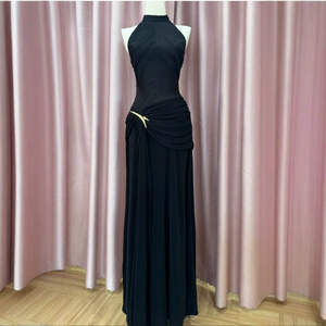 <span class=keywords><strong>Vestido</strong></span> Largo de Verano Estilo Elegante con Textura de <span class=keywords><strong>Cascada</strong></span> Inspirado en Diseño Vietnamita sin Mangas y de Color Sólido - Product Image 6