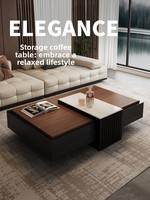 Table basse en bois de style médiéval avec espace de rangement pour le salon, nouveau design de luxe léger