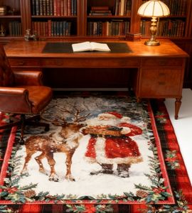 Tapis de luxe festif personnalisé en fausse fourrure de renne et de Père Noël, antidérapant, pour entrée et salon, vente en gros - Product Image 3