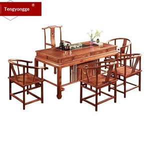 Table à thé chinoise nouvelle génération Tengyong Pavilion en bois de santal rouge du Guangdong, avec système de tenons et mortaises en forme de fer à cheval - Product Image 3