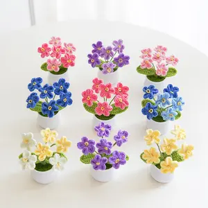 Tissé à la main tricoté plantes en pot Crochet laine Pot fleur pour bricolage voiture tableau de bord Table décoration de la maison