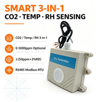 Transmetteur de CO2, de température et d'humidité, entrée 12-24V DC, bus RS485 A/B, taux de baud 9600bps, adressable de 1 à 252, Modbus
