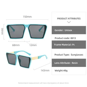 2024 New Big Frame Sunglasses Square Glasses Custom Logo Sun Glasses New Trend Shades