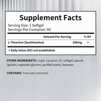 Gélules de L-Théanine 200mg Suntheanine à marque privée OEM, Acide Aminé Fermenté, Complément pour la Relaxation et la Concentration des Adultes