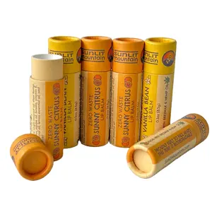 100% Embalagem Biodegradável Papelão Push Up Desodorante Stick Cilindro Recipientes Lip Balm Papel Tubo Óleo Resistente