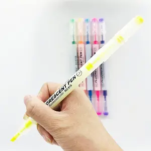 6色标记双头平滑书写学生办公室教室圆形和凿子尖荧光笔