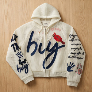 Custom Summer Air Mesh Zipper Hoodie 3D Breathable Casual Sport Streetwear Jacket Lightweight <b>Fishnet</b> High Quality Men's - Product Image 5