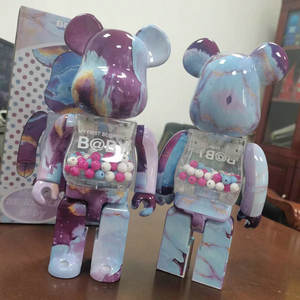 Bearbrick KAW 400% Nebula <span class=keywords><strong>Chiaki</strong></span> Block Bear – figurine ours violente pour décoration intérieure poupées pour enfants - Product Image 1