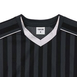 Maillot de football Healy Classic à rayures noires, léger, coupe ajustée, col original, style rétro, pour activités sportives en extérieur - Product Image 3