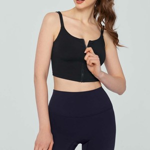 Sujetador deportivo <span class=keywords><strong>Lulu</strong></span> a prueba <span class=keywords><strong>de</strong></span> golpes <span class=keywords><strong>de</strong></span> alta sujeción con tirantes cruzados y cremallera en el pecho, estilo chaleco delgado, <span class=keywords><strong>de</strong></span> Spandex/Nylon, para yoga, transfronterizo Europa Estados Unidos - Product Image 2