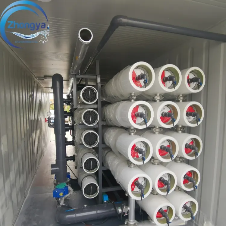 Mesin desalinasi surya, mesin desalinasi air laut dalam kontainer tanaman Reverse sistem Osmosis air garam ke air minum