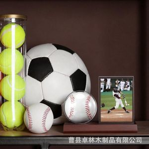 Base de exhibición de madera para béisbol transfronteriza, base redonda para pelotas de béisbol/ping-pong, cubo de madera para una sola pelota, para pelotas de béisbol autografiadas - Product Image 2