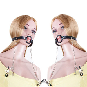 Кожаный фаллоимитатор-гаг для взрослых с цепочкой, мягкий шариковый кляп для пар, набор для открытия рта, БДСМ-игрушки, секс-игрушки - Product Image 2