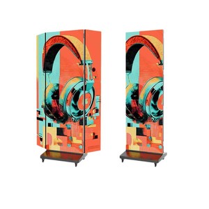 Expositor vertical con caja de luz LED a todo color y diseño gráfico de auriculares para publicidad y señalización - Product Image 1