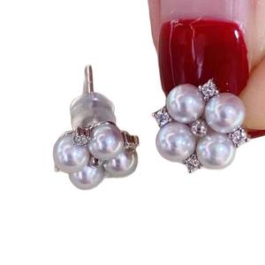 Boucles d'oreilles en argent S925 21447 et boucles d'oreilles multi-perles, perles rondes de 5-6 mm, accessoires de perles DIY avec support creux - Product Image 5