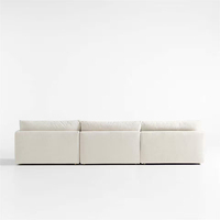 Designer-Modell im Natürlichen & Lässigen Stil 3-Sitzer Chaiselongue-Sofa Weißes Stoffbezogenes Sofa