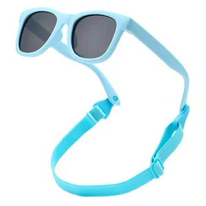 Sunway Brillen 2024 hochwertige Babybluses UV400 mit Riemen Anti-Rutsch-Baby-Badeanzug Sonnenbrille und Fliflop