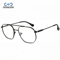 XH8718 Vente en gros XH8718 Monture de lunettes optiques en métal, style aviateur rétro unisexe et double pont, élégante et tendance