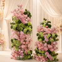 Arrangements floraux de luxe rose poudré et vert pour arche de mariage, ensemble de fleurs d'hortensia et de roses pour la cérémonie de mariage et le toile de fond photo