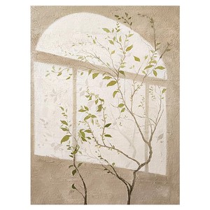 Hand Painted Oil Painting Sunshine Green Leaves Wabi Sabi Style Wall <b>Art</b> For Living Room Sofa Background Minimalist Decor - Product Image 4