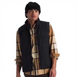 Chaleco Aislante a Cuadros para Hombre, Cortavientos, Formal, de Primavera, con Cierre de Cremallera, Poliéster Reciclado, Negro, Talla XX-Large - Product Image 2