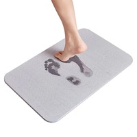 Tapis de douche carré en terre de diatomée, antibactérien naturel, absorbant l'eau, séchage rapide, antidérapant, couleur unie
