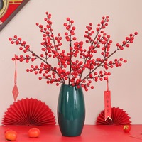Baies rouges artificielles en mousse YL - Décoration pour le Nouvel An, Noël et Thanksgiving - Décoration écologique pour la maison