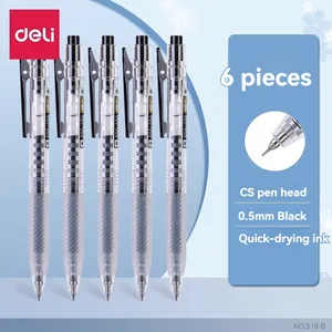 Deli Sa141 Pers Gel Pen 6 Waterpennen 0.5 Zwarte Penselen Vragen Pennen Student Examen Cs Vloeiend Handtekening