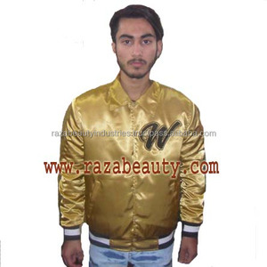 Wholesale Custom Eco-Friendly Breathable <b>Summer</b> <b>Men's</b> Satin Bomber Varsity <b>Jacket</b> with Embroidery - Product Image 5